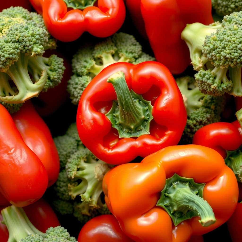 Świeża papryka i brokuły
